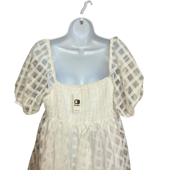 BaeVely White Polyester Chiffon Overlay Babydoll Dress Size L - Picture 4 of 7